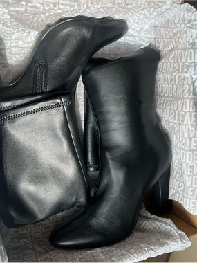 Steve Madden Aria Black Leather Heeled Ankle Boots (new, worn once!)